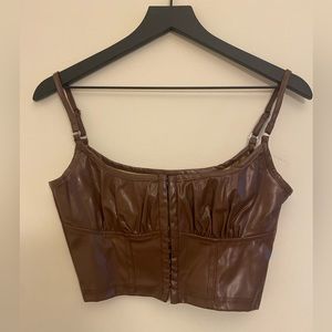 Windsor Brown Pleather Bustier Crop Tank Size Medium